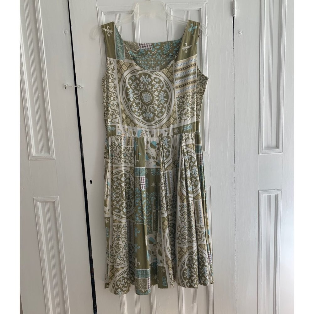 Vintage Sleeveless Day Dress, 100% Cotton, Medium? (Measurements in description)